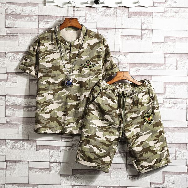 2019 summer men's casual camouflage short sleeve sportswear loose fit elastic clothing men sets shirt+shorts, Gray
2019 summer men's casual camouflage short sleeve sportswear loose fit elastic clothing men sets shirt+shorts, Gray