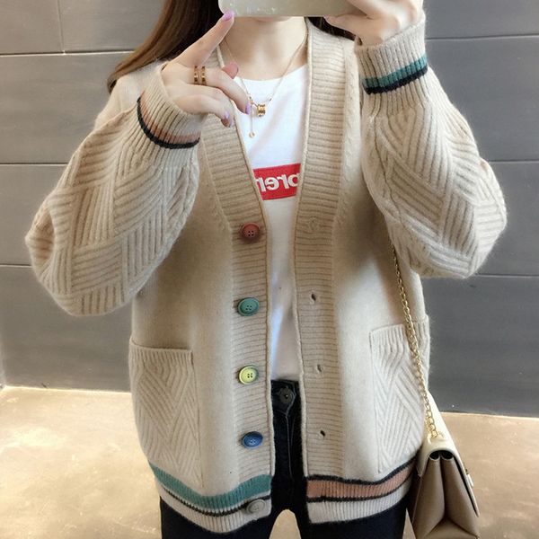 solid outwear knitted casual jumper v-neck long sleeve cardigan single breasted with colorful buttons for women sweater
solid outwear knitted casual jumper v-neck long sleeve cardigan single breasted with colorful buttons for women sweater