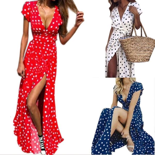 2021 women boho style dot summer beach long dress evening party v-neck high waist split a line maxi dress vestidos ladies, Black;gray
2021 women boho style dot summer beach long dress evening party v-neck high waist split a line maxi dress vestidos ladies, Black;gray