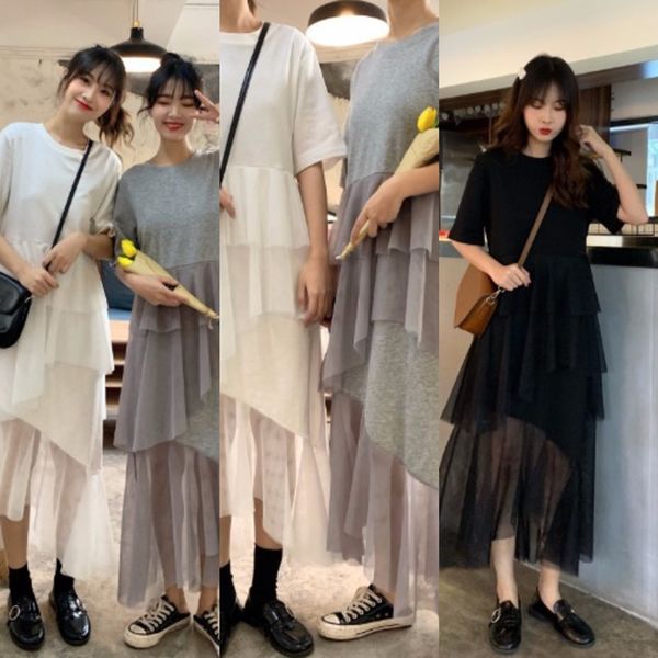 2020 new spring women's short sleeve loose fairy mesh splicing cake skirtsplicing dress women's long skirt knee cake skirt fairy i, Black;gray
2020 new spring women's short sleeve loose fairy mesh splicing cake skirtsplicing dress women's long skirt knee cake skirt fairy i, Black;gray