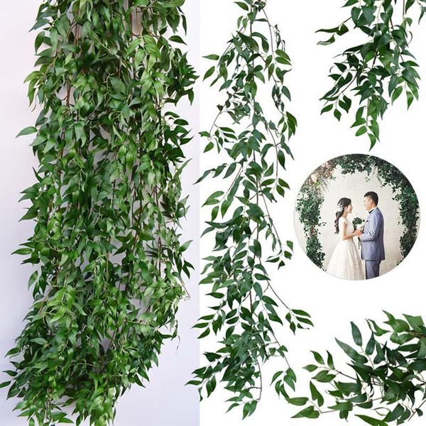 1pcs artificial wicker green leaves garland with willow vines for wedding party table decor greenery garland indoor supplies
1pcs artificial wicker green leaves garland with willow vines for wedding party table decor greenery garland indoor supplies