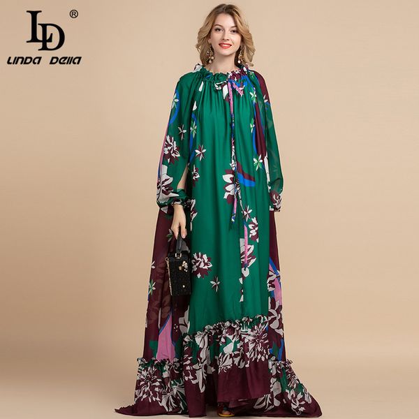 ld linda della spring fashion designer loose maxi dress women's split sleeve floral print holiday party vintage long dress y200805, Black;pink
ld linda della spring fashion designer loose maxi dress women's split sleeve floral print holiday party vintage long dress y200805, Black;pink
