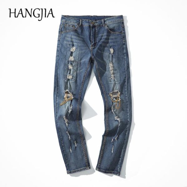 blue jeans men slim fit biker ripped jean pant retro hip hop wash hole denim jeans with diy chain urban streetwear
blue jeans men slim fit biker ripped jean pant retro hip hop wash hole denim jeans with diy chain urban streetwear