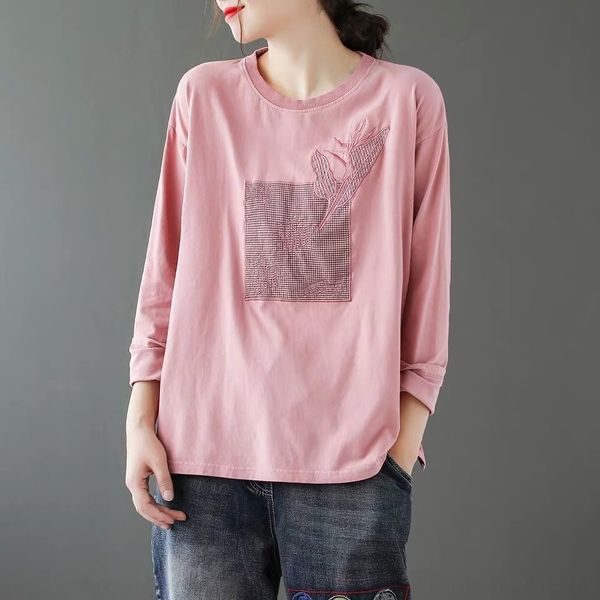 95 large size loose split long sleeve round neck spring and autumn new embroidery patch t-shirt cotton t-shirtjacket cotton t-shirt casual t, White
95 large size loose split long sleeve round neck spring and autumn new embroidery patch t-shirt cotton t-shirtjacket cotton t-shirt casual t, White