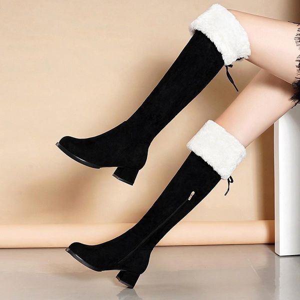 2020 круглый toe замши колена сапоги женщины botas mujer толстые каблуки насосы женщины высокие каблуки loog сапоги мода шнуровке теплый выс, Black
2020 круглый toe замши колена сапоги женщины botas mujer толстые каблуки насосы женщины высокие каблуки loog сапоги мода шнуровке теплый выс, Black