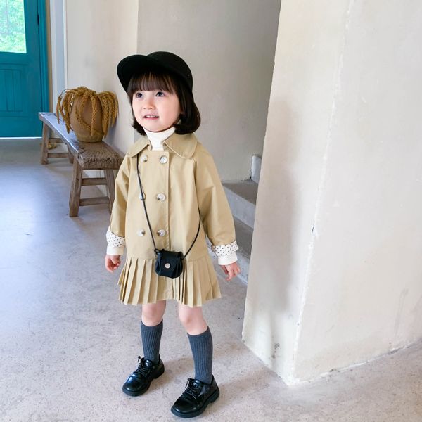 autumn 2020 girls fashion pleated trench jackets kids solid color loose long coats outwears 1-6y 0927, Blue;gray
autumn 2020 girls fashion pleated trench jackets kids solid color loose long coats outwears 1-6y 0927, Blue;gray