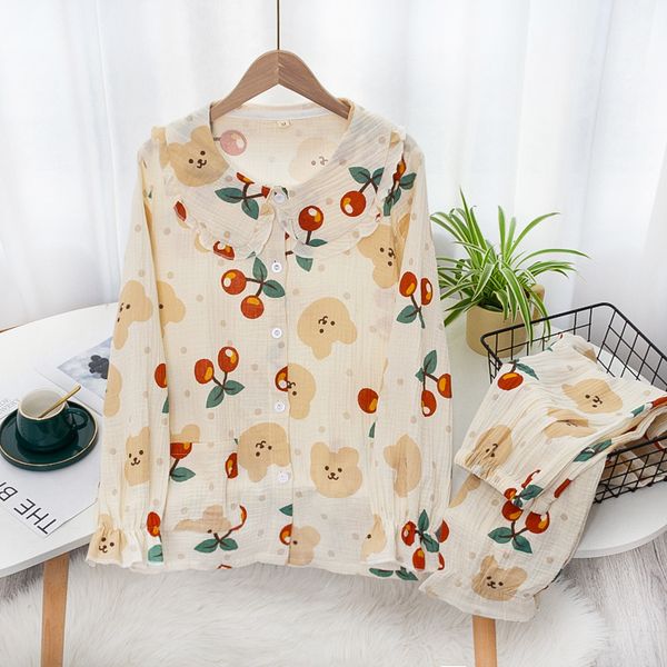sweet cherry japanese bear define kawaii long sleeve 100% crepe cotton female pajamas sleepwear spring fall uyvx, Black;brown
sweet cherry japanese bear define kawaii long sleeve 100% crepe cotton female pajamas sleepwear spring fall uyvx, Black;brown