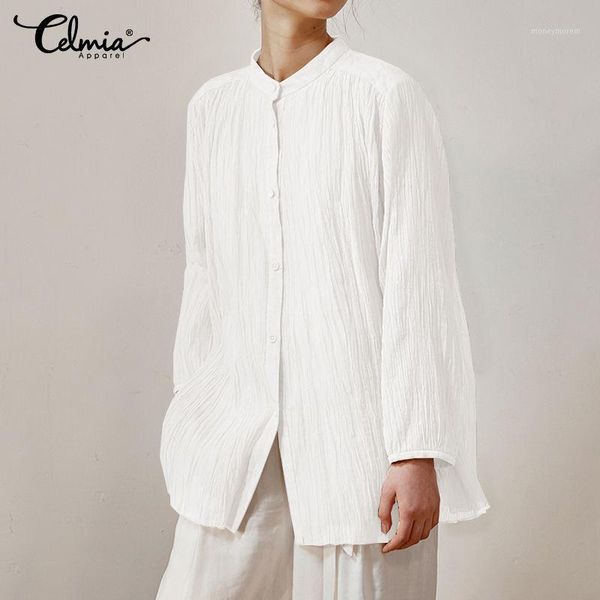 celmia autumn vintage blouse women tunic long sleeve pleated work shirts buttons casual loose blusas feminina plus size 5xl1, White
celmia autumn vintage blouse women tunic long sleeve pleated work shirts buttons casual loose blusas feminina plus size 5xl1, White