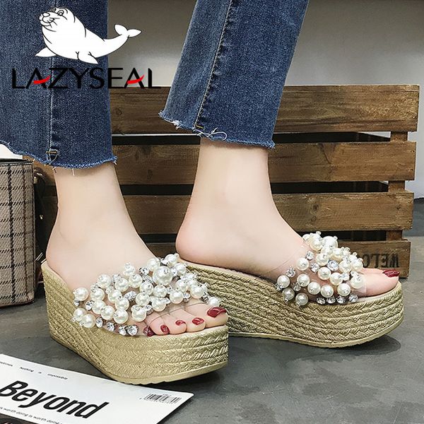 lazyseal 2019 sandals women slippers woman shoes beach wild pearl wedge thick bottom flip flops .5cm heels platform slippers x1020, Black
lazyseal 2019 sandals women slippers woman shoes beach wild pearl wedge thick bottom flip flops .5cm heels platform slippers x1020, Black