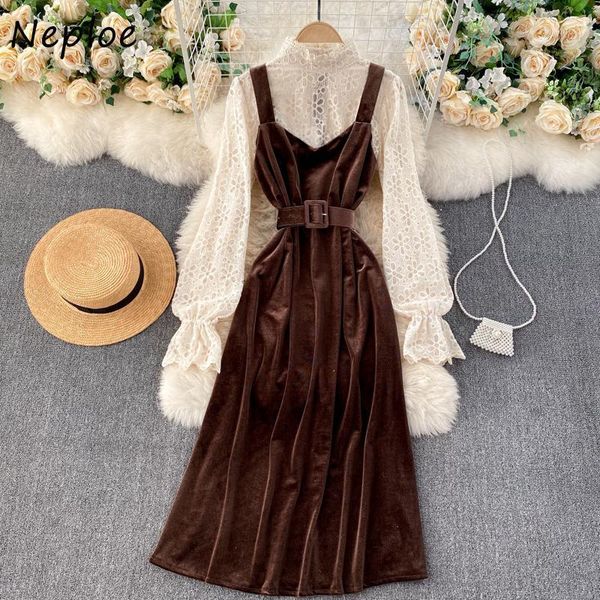 casual dresses neploe elegant fashion fake two piece women chic lace hook flower patchwork dresss vintage slim wasit velvet vestidos1, Black;gray
casual dresses neploe elegant fashion fake two piece women chic lace hook flower patchwork dresss vintage slim wasit velvet vestidos1, Black;gray