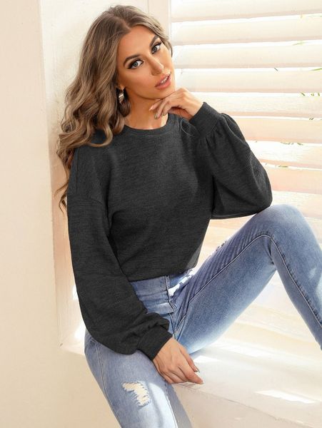 solid drop shoulder pullover 14id#, White;black