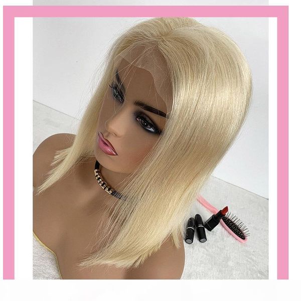 blonde color brazilian virgin hair 10-16inch bob wig 13*4 lace front bob wigs straight 613# silky straight with baby hair, Black;brown 
blonde color brazilian virgin hair 10-16inch bob wig 13*4 lace front bob wigs straight 613# silky straight with baby hair, Black;brown