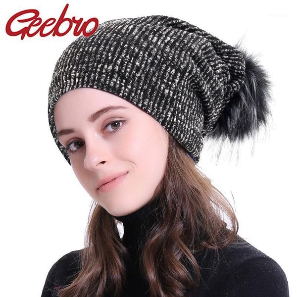 geebro women warm winter beanie skull cap soft baggy knitted female slouchy winter hat with 15cm faux fur pompom1
geebro women warm winter beanie skull cap soft baggy knitted female slouchy winter hat with 15cm faux fur pompom1