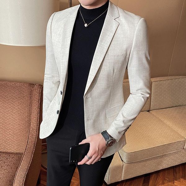 mens slim fit blazer business casual blazer suit jacket spring luxury beige club dj stage clothers terno masculino, White;black
mens slim fit blazer business casual blazer suit jacket spring luxury beige club dj stage clothers terno masculino, White;black