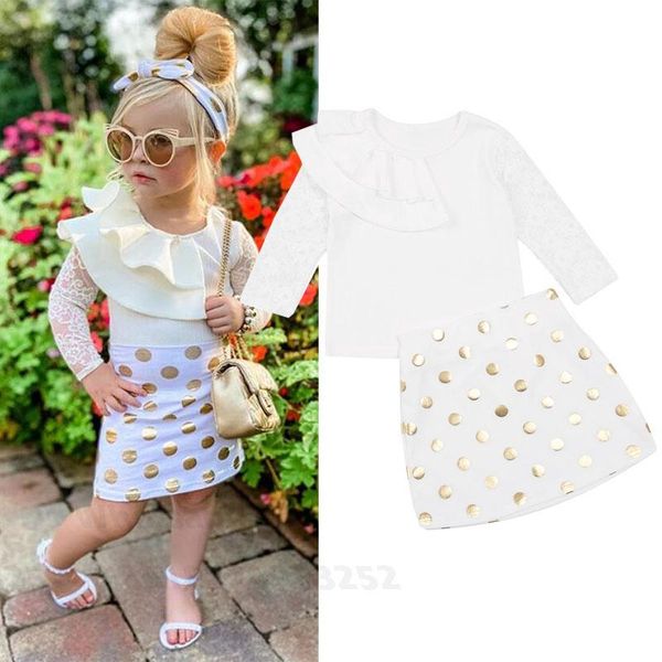 2021 summer fashion kids girls clothes sets ruffles long sleeve pullover polka dot skirts headband 3pcs set, White
2021 summer fashion kids girls clothes sets ruffles long sleeve pullover polka dot skirts headband 3pcs set, White