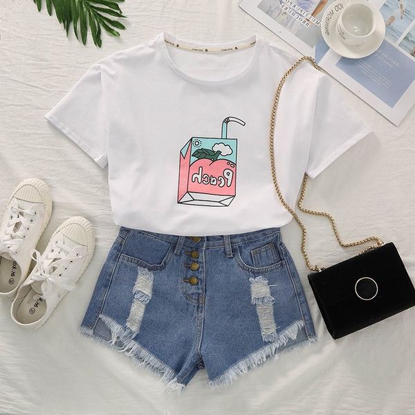 2021 new kawaii handsome peach milk women's summer clothes sweet print from miss cotton comfortable femme redmond shirt vvdu, White
2021 new kawaii handsome peach milk women's summer clothes sweet print from miss cotton comfortable femme redmond shirt vvdu, White