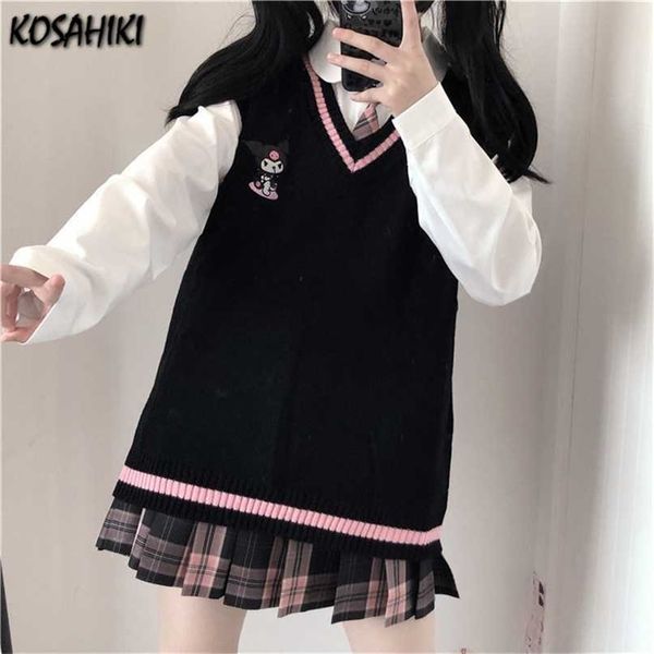 kosahiki sleeveless vest knitted sweater japanese kawaii embroidery jumper women autumn sweet girl jk waistcoats femme 220125, Black;white
kosahiki sleeveless vest knitted sweater japanese kawaii embroidery jumper women autumn sweet girl jk waistcoats femme 220125, Black;white