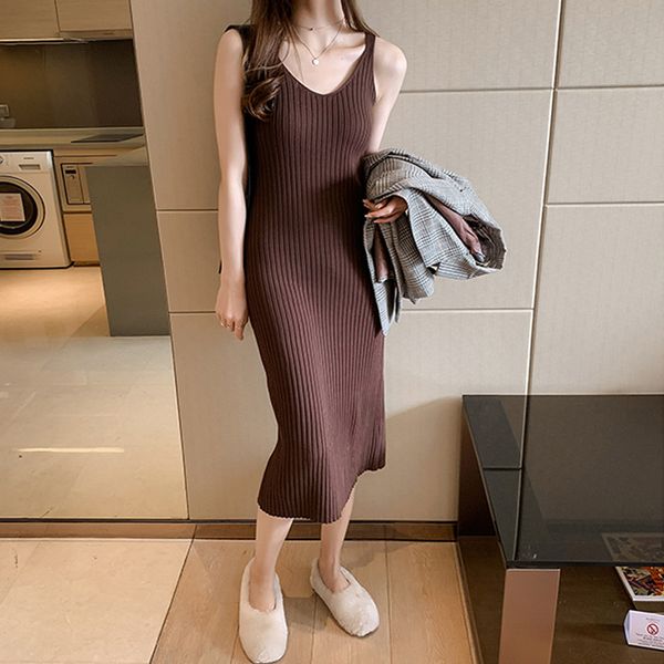 off shoulder v neck basic ribbed knitted women sweater dress spring summer solid sleeveless vestidos slim fit female dress y0118, Black;gray
off shoulder v neck basic ribbed knitted women sweater dress spring summer solid sleeveless vestidos slim fit female dress y0118, Black;gray