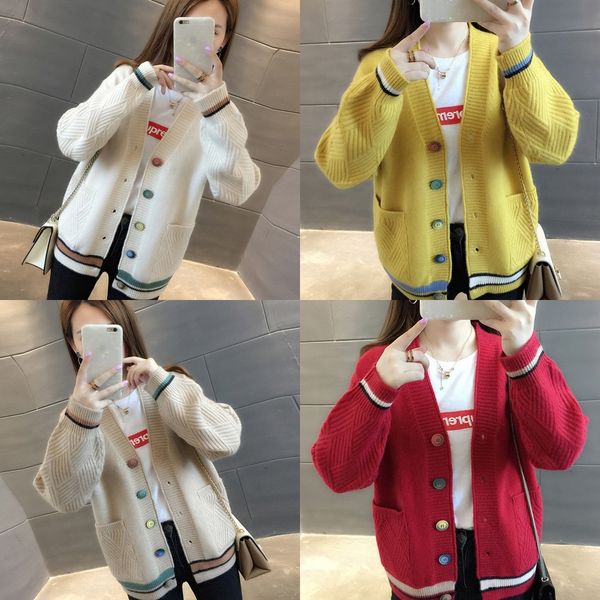 swvch fashion in new loose wear women's cardigan button winter women's dress korean v-neck wear coat with button matching for wome, White;black
swvch fashion in new loose wear women's cardigan button winter women's dress korean v-neck wear coat with button matching for wome, White;black