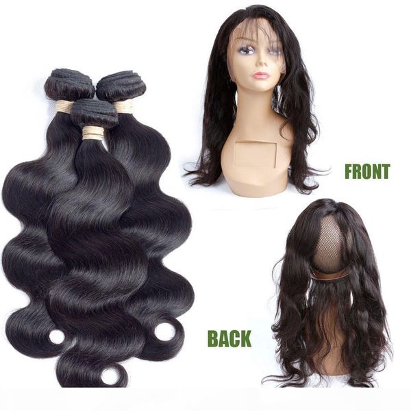 360 lace frontal with 3 bundles brazilian virgin human hair body wave natural color unprossced for hair salon high ratio longest hair, Black
360 lace frontal with 3 bundles brazilian virgin human hair body wave natural color unprossced for hair salon high ratio longest hair, Black