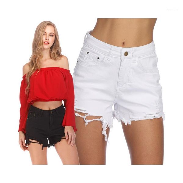 white solid frayed edge casual denim shorts young women 2019 summer streetwear zipper button female pocket shorts1, White;black
white solid frayed edge casual denim shorts young women 2019 summer streetwear zipper button female pocket shorts1, White;black