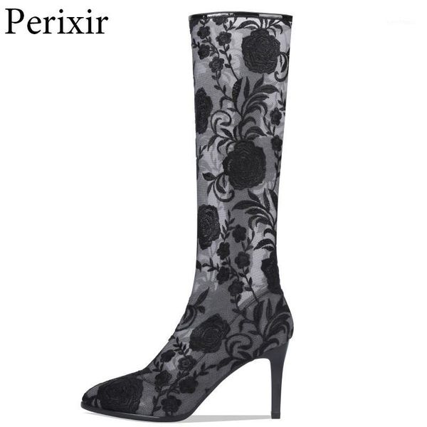2019 elegant high heel boots women perforated embroidery net boots women lace knee-high boot party shoes1, Black
2019 elegant high heel boots women perforated embroidery net boots women lace knee-high boot party shoes1, Black