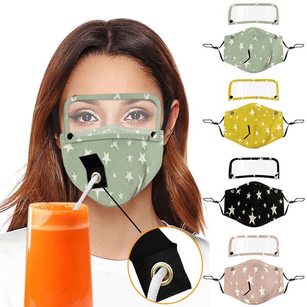reusable drinking with hole maks straw and detachable eyes shield designer mask for face women scarf 
reusable drinking with hole maks straw and detachable eyes shield designer mask for face women scarf