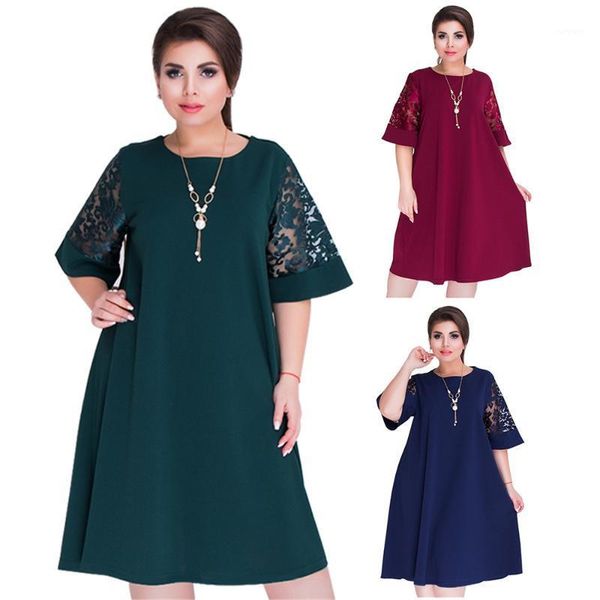 big size 6xl 2020 summer woman lace dress fashion elegant solid patchwork plus size women party clothing 6xl dress vestidos1, Black;gray
big size 6xl 2020 summer woman lace dress fashion elegant solid patchwork plus size women party clothing 6xl dress vestidos1, Black;gray