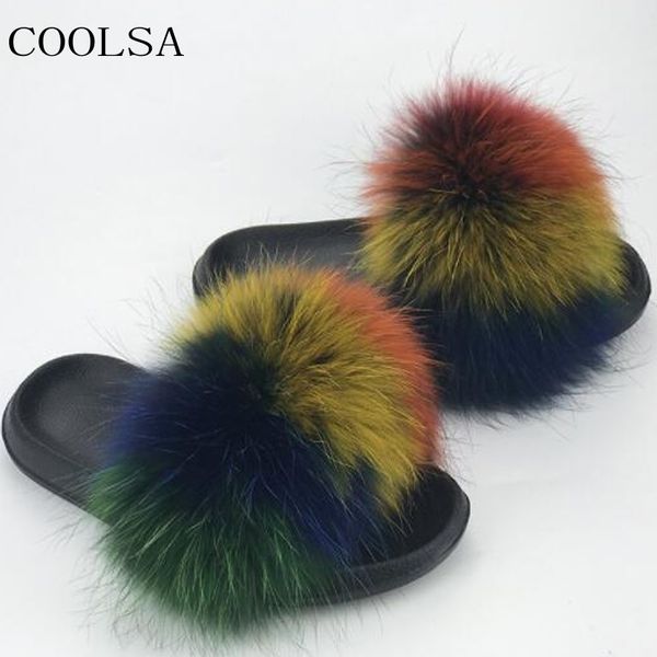 women's winter indoor eva warm fluffy plush slippers flat outside raccoon fur slippers women fur slides flip flops customizable y201026, Black
women's winter indoor eva warm fluffy plush slippers flat outside raccoon fur slippers women fur slides flip flops customizable y201026, Black