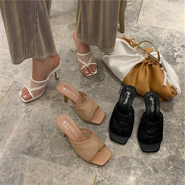 slippers mhyons summer fashion air mesh square toe high heels lady pumps mules flip flops girl party shoes1, Black
slippers mhyons summer fashion air mesh square toe high heels lady pumps mules flip flops girl party shoes1, Black