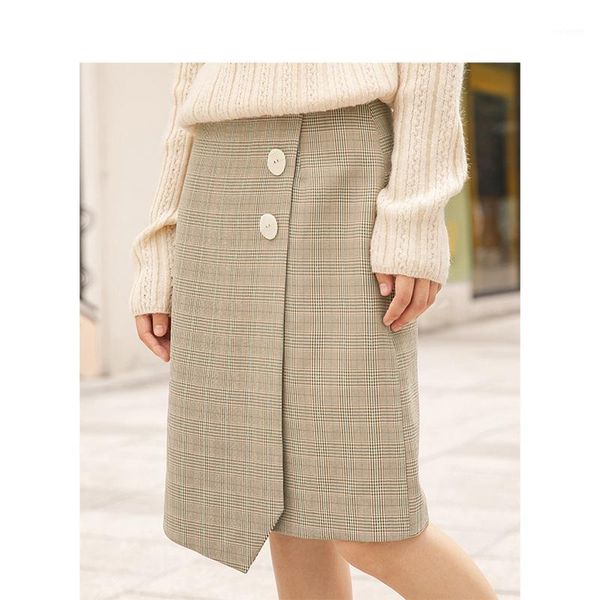 inman autumn new arrival high waist slanting hem fastener design vintage check slim skirt1, Black
inman autumn new arrival high waist slanting hem fastener design vintage check slim skirt1, Black