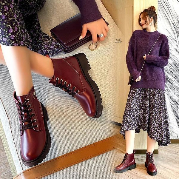 women ankle boots 2020 fashion leather boots for women comfort thick bottom round toe autumn female botas mujer 0432901, Black
women ankle boots 2020 fashion leather boots for women comfort thick bottom round toe autumn female botas mujer 0432901, Black