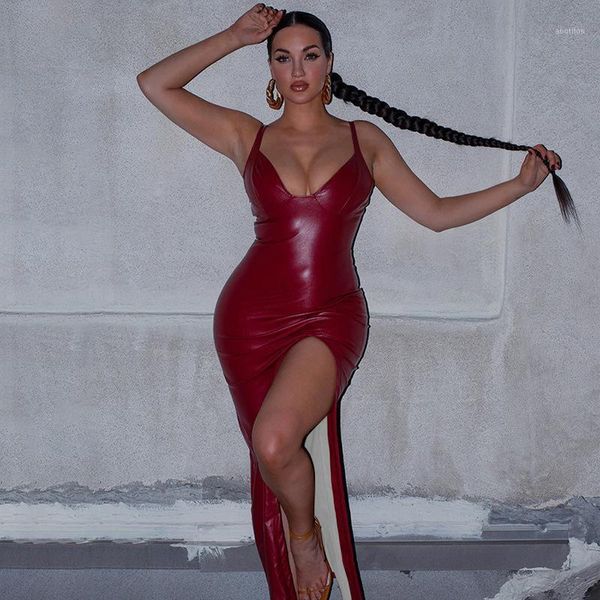 casual dresses xq042 leather red dress women v neck side split bodycon party ankle female backless autumn clubwear vestidos1, Black;gray
casual dresses xq042 leather red dress women v neck side split bodycon party ankle female backless autumn clubwear vestidos1, Black;gray