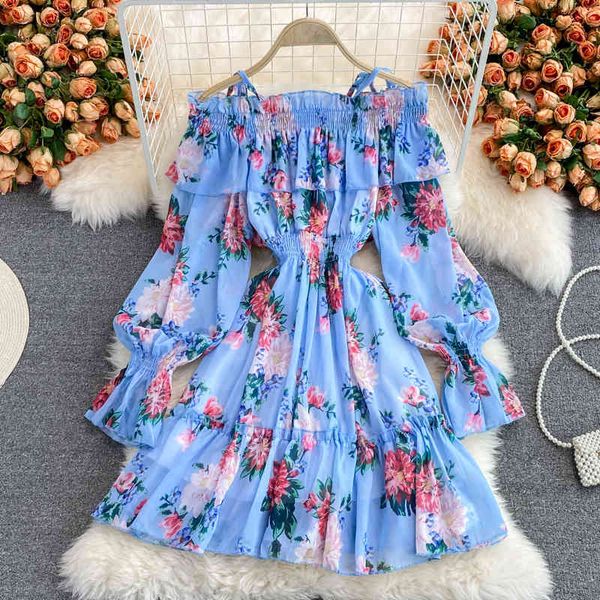 casual floral chiffon dress women early autumn gentle wind slash neck off shoulder flare sleeve sling mini vestidos, Black;gray
casual floral chiffon dress women early autumn gentle wind slash neck off shoulder flare sleeve sling mini vestidos, Black;gray