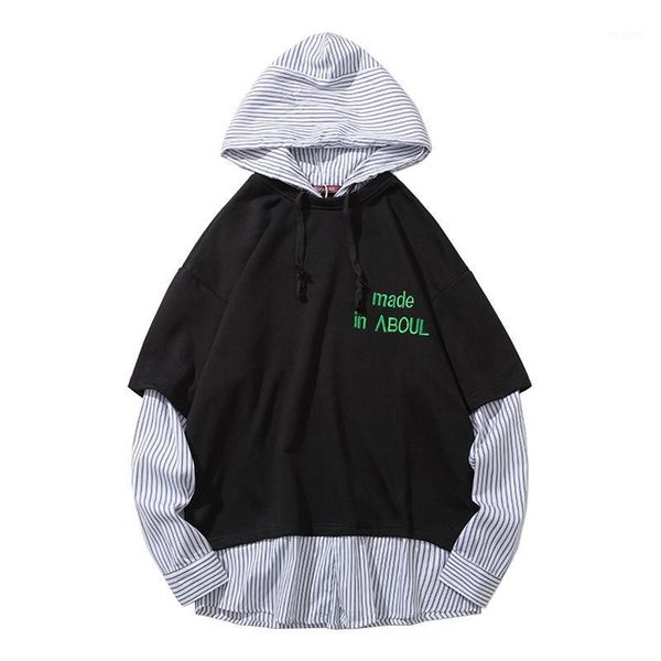 korean fake two hoodies men thick hooded splice hip hop trendy vertical stripes loose cotton long sleeve hoodie sweatshirt men1, Black
korean fake two hoodies men thick hooded splice hip hop trendy vertical stripes loose cotton long sleeve hoodie sweatshirt men1, Black