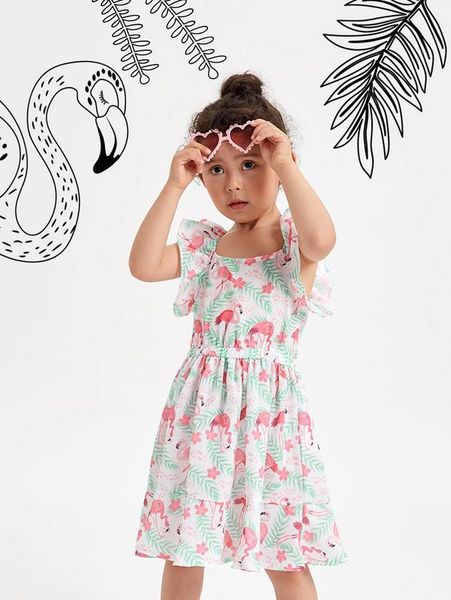 toddler girls flamingo and tropical print butterfly sleeve dress she, Red;yellow
toddler girls flamingo and tropical print butterfly sleeve dress she, Red;yellow