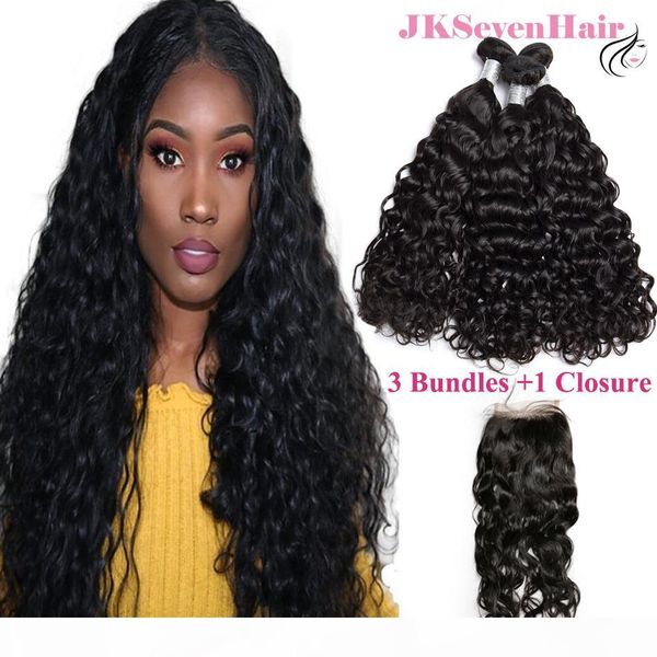 12a grade virgin brazilian water wave hair bundles 3pcs with 4x4inch lace closure indian peruvian malaysian hair wefts with closure, Black
12a grade virgin brazilian water wave hair bundles 3pcs with 4x4inch lace closure indian peruvian malaysian hair wefts with closure, Black