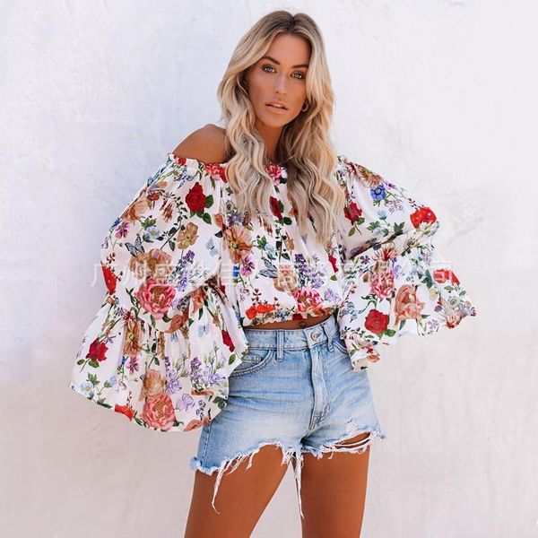 blouse women 2020 autumn casual all-match loose off-shoulder lotus leaf sleeve printed shirt long sleeve floral pullover blusas1, White
blouse women 2020 autumn casual all-match loose off-shoulder lotus leaf sleeve printed shirt long sleeve floral pullover blusas1, White