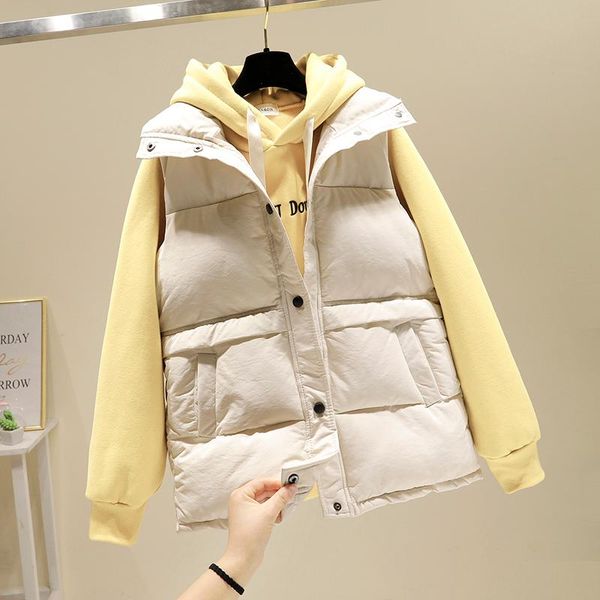 2020 new women sleeveless jacket winter short down cotton vest female casual loose stand collar warm waistcoat cc986, Black;white
2020 new women sleeveless jacket winter short down cotton vest female casual loose stand collar warm waistcoat cc986, Black;white