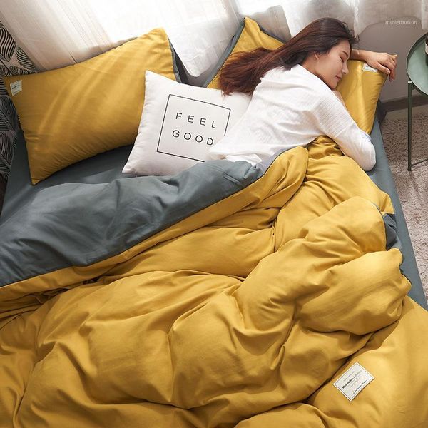 2020 solid color yellow blue gray bedding set polyester/cotton a/b double-sided simplicity bed sheet quilt cover pillowcase 4pcs1
2020 solid color yellow blue gray bedding set polyester/cotton a/b double-sided simplicity bed sheet quilt cover pillowcase 4pcs1