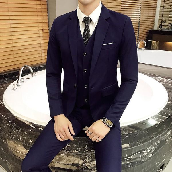 men's suits & blazers business casual suit dress men's (jacket + pants vest) slim fashion 3 piece set man getting married dress1, White;black
men's suits & blazers business casual suit dress men's (jacket + pants vest) slim fashion 3 piece set man getting married dress1, White;black