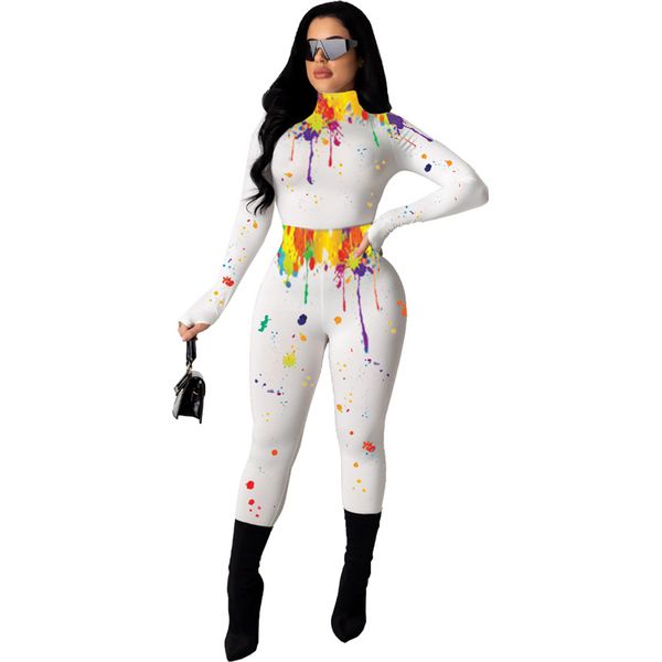 women tracksuit shaping high collar long sleeve crop pants leggings color splash ink yoga two piece outfit sports suit 5 color e92803, White
women tracksuit shaping high collar long sleeve crop pants leggings color splash ink yoga two piece outfit sports suit 5 color e92803, White