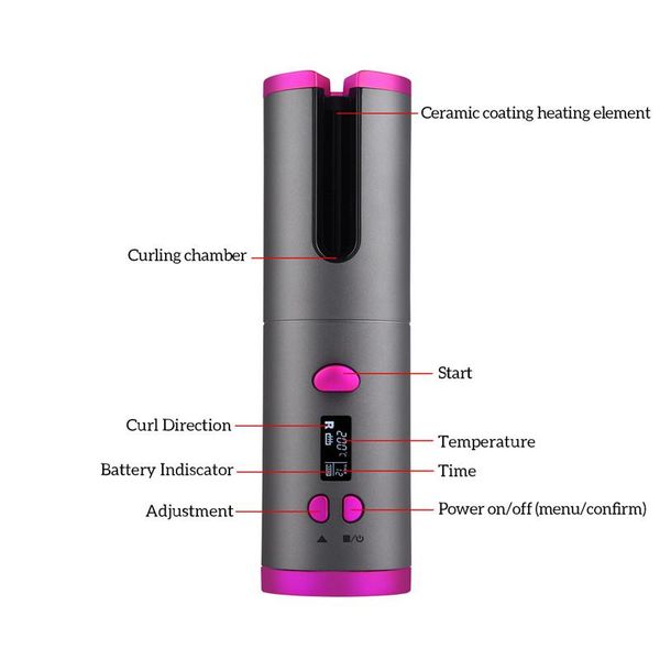 cordless auto rotating ceramic hair curler usb rechargeable curling iron led display temperature adjustable curling wave styer new227l
cordless auto rotating ceramic hair curler usb rechargeable curling iron led display temperature adjustable curling wave styer new227l