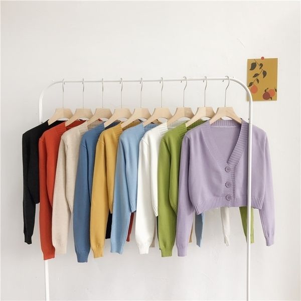 autumn new candy-colored outdoor short knitted cardigan long-sleeved shawl coat cute sweater 201130, White;black
autumn new candy-colored outdoor short knitted cardigan long-sleeved shawl coat cute sweater 201130, White;black