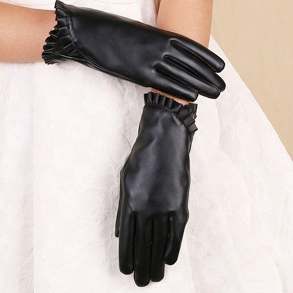 womens winter touch screen gloves frill ruffles trimming plus velvet lining artificial leather thicken warm full finger driving, Blue;gray
womens winter touch screen gloves frill ruffles trimming plus velvet lining artificial leather thicken warm full finger driving, Blue;gray