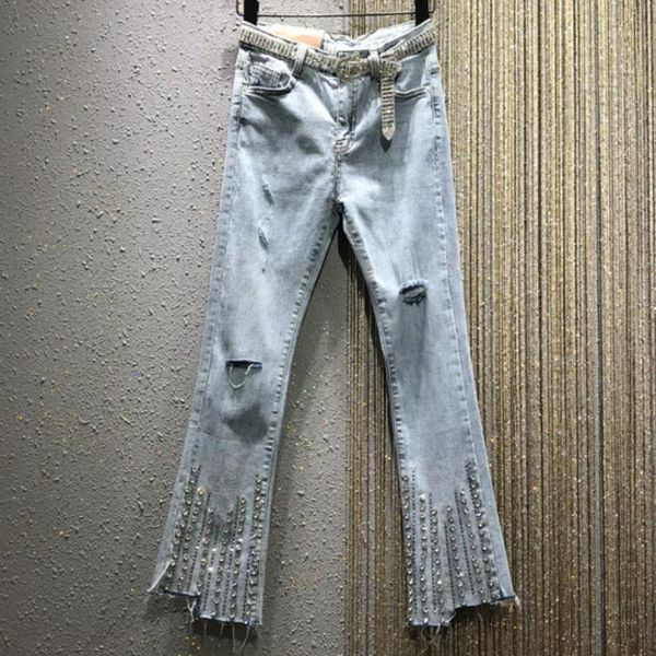 heavy work fashion drilling jeans women 2020 new summer hole skinny high waist ankle length flare jeans1, Blue
heavy work fashion drilling jeans women 2020 new summer hole skinny high waist ankle length flare jeans1, Blue