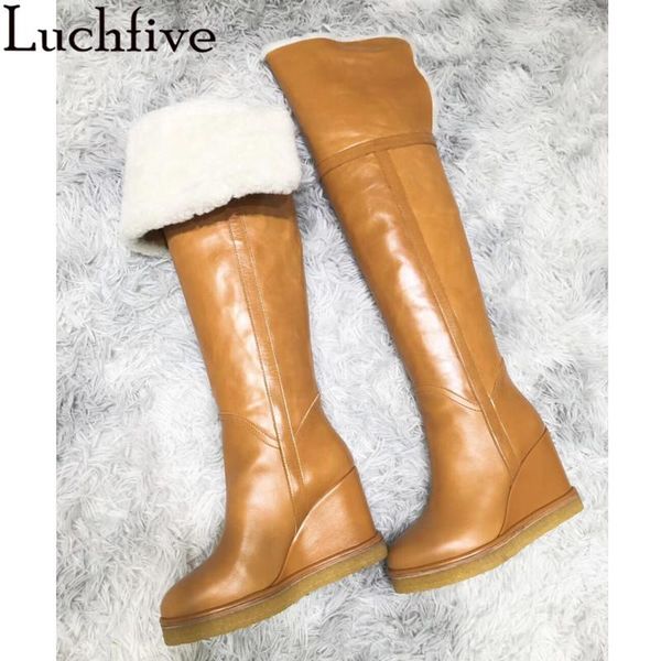 boots wedge heel over the knee for women brown black leather thigh high winter wool warm runway party shoes woman
boots wedge heel over the knee for women brown black leather thigh high winter wool warm runway party shoes woman