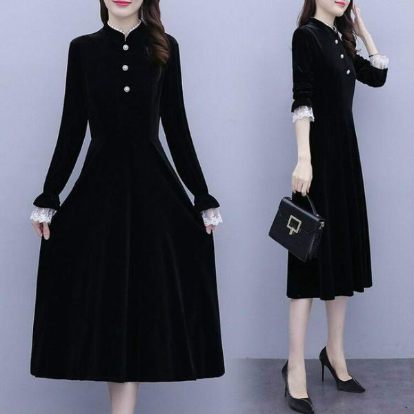 casual dresses 2021ladies autumn and winter elegant velvet dress retro party robe designer black, Black;gray
casual dresses 2021ladies autumn and winter elegant velvet dress retro party robe designer black, Black;gray