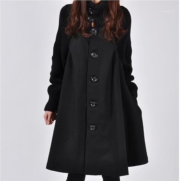 2020 autumn and winter new large size women's long loose loose woolen coat cape wool windbreaker coat1, Black
2020 autumn and winter new large size women's long loose loose woolen coat cape wool windbreaker coat1, Black