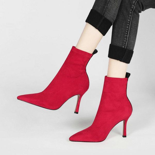 ladies elastic socks boots wedding ankle boots women pointed toe autumn winter elegant high heels party shoes female, Black
ladies elastic socks boots wedding ankle boots women pointed toe autumn winter elegant high heels party shoes female, Black